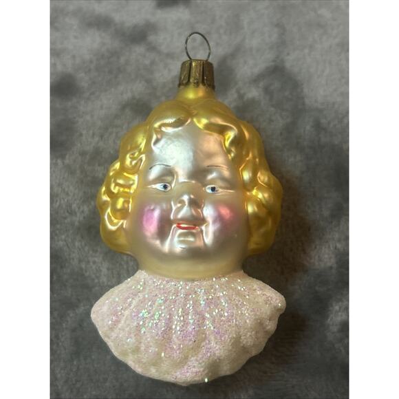 Vintage Christborn Angel Face Glass Christmas Ornament - Picture 1 of 4